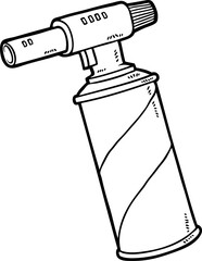 Vector Cartoon Culinary Blow Troch With Butane Line Art