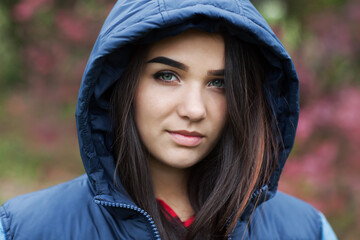 Beautiful girl with shiny black hair and black eyes. Miss from Ukraine