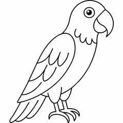parrot black and white vector illustration for coloring book