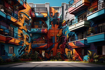 Artistic Living room Apartments with Murals