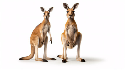 Kangaroos isolated on white background. 3D illustration.
