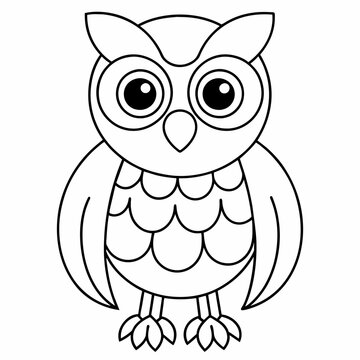owl black and white vector illustration for coloring book	