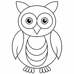 owl black and white vector illustration for coloring book	
