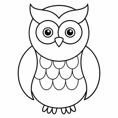 owl black and white vector illustration for coloring book	