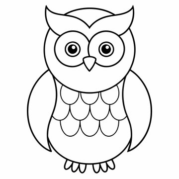 owl black and white vector illustration for coloring book	