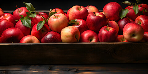 red apples wooden box on table