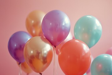 colorful balloons fly in the air on a light background dune