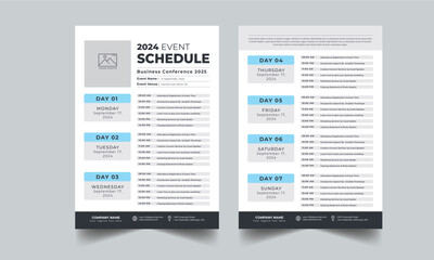 Event Schedule layout design template with unique design style concept - obrazy, fototapety, plakaty