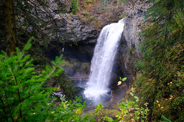 Explore the tranquil allure of Moul Falls, gracefully descending 35 meters with a width of 9 meters. Nature's peaceful amphitheater, a serene marvel. BC, Canada. October 2021