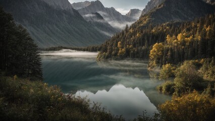 amazing landscape of mount and lake