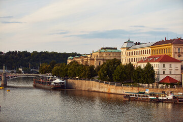 View of Vltava river in Prague, capital of Czech republic.