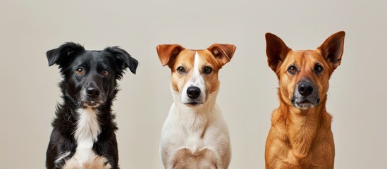 Three Dogs Sit, Sit, Sit A Trio of Canines Exemplify Perfect Sitting and Downward Posture