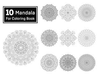 Bundle of 10 Mystic Spirals Mandala For Coloring Book Page