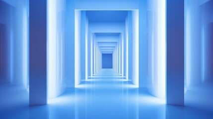 Futuristic Blue Archway Corridors: Modern Architecture Design Concept for Innovative Spaces