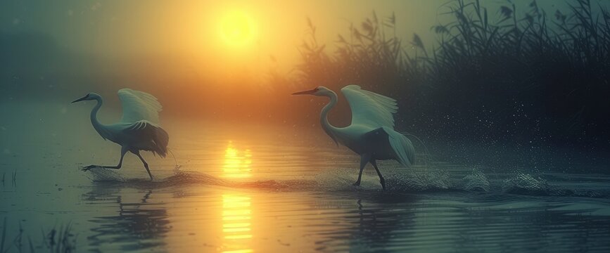 Crane Birds  Japanese Background Watercolor, Wallpaper Pictures, Background Hd