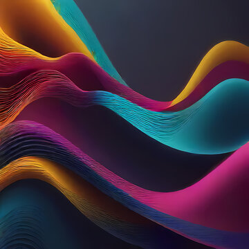 Abstract wave background, colourful lines of organic shapes/curves