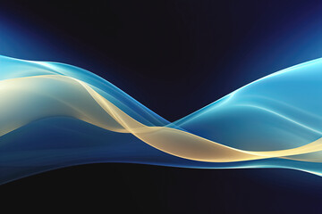abstract background with blue and yellow waves. Generative Ai