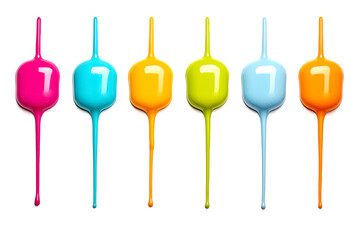 Colorful paint drips on white background. Generative Ai