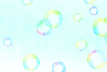 背景素材_水彩_シャボン玉_青