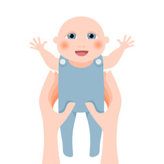 happy baby in the arms of a parent. vector illustration isolated on a white background