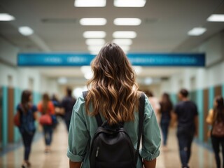 beautiful young girl at the airport. Generative AI