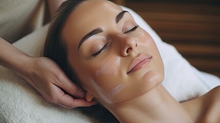 woman face doing massage and spa with bohemian style and use pastel color  