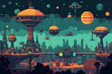 Retro Pixel Art Scene