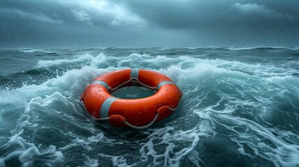 Fototapeta na wymiar Lifebuoy in Storm