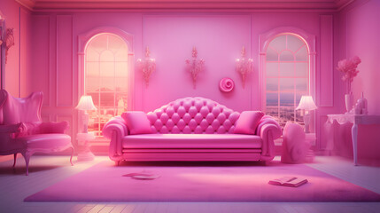 barbie like pink interior background