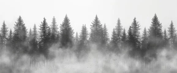 Papier Peint photo Lavable Forêt dans le brouillard Black White Luxury Watercolor Art Background, Wallpaper Pictures, Background Hd