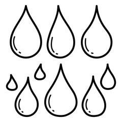 Set of hand drawn water droplets