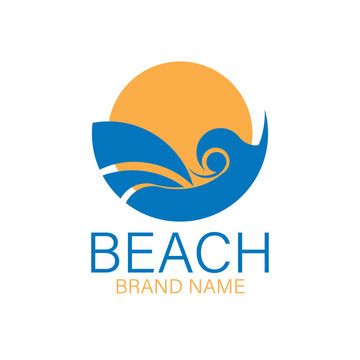 abstract logo design. blue wave with moon logo