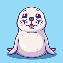 Cute kawaii seal chibi mascot cartoon vector illustration
