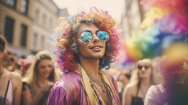 People celebrating gay pride festival - LGBTQ community concept