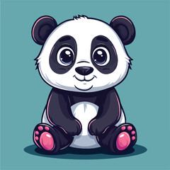 Cute Panda Shy cartoon vector illustration