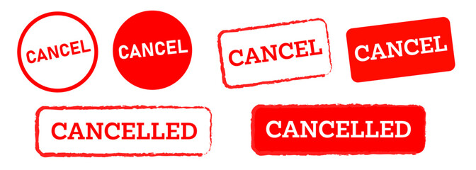 cancelled stamp label sticker circle and square sign annulment rejected ban symbol - obrazy, fototapety, plakaty
