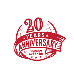20 years anniversary design template. 20th logo. Vector and illustration.