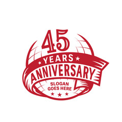 45 years anniversary design template. 45th logo. Vector and illustration.