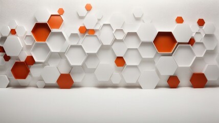 Vector banner design, white background with hexagon pattern.  Generative, AI.