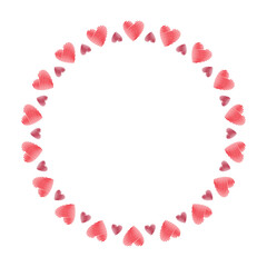 Sketch style hearts circle frame