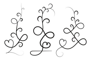 set of Vintage Filigree swirling, Calligraphy Doodle wind Decorative Elements, curly thin line Floral style swings swashes, Flourishes Swirls, flourish Swirl ornament vector, Elegant scroll design



