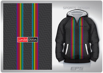 Vector sports shirt background image.iridescent light in black wavy pattern design, illustration, textile background for sports long sleeve hoodie,jersey hoodie.eps