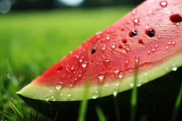 watermelon on the grass. Generative Ai