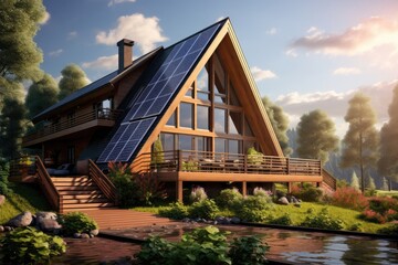 Modern Eco-Friendly Energy Systems in Log House - Green Living Concept