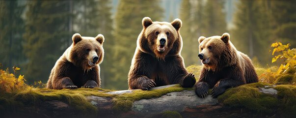 Brown bear in natural habitat. - obrazy, fototapety, plakaty