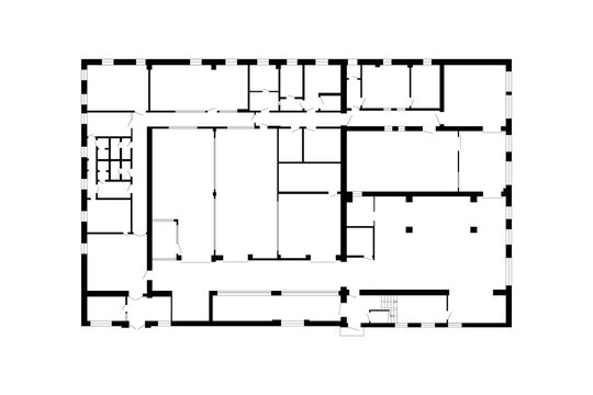 Modern office interior with furniture. Vector blueprint. Architectural background.