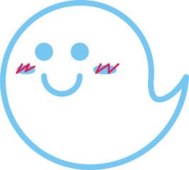 Obraz premium 青色のかわいいおばけ