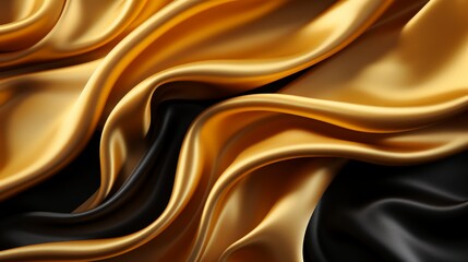 gold and black silk satin fabric abstract background
