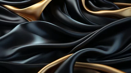 Tuinposter black silk satin fabric abstract background © best stock
