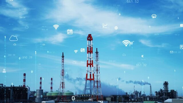 Modern industrial area and digital technology concept. Factory automation. Smart factory.